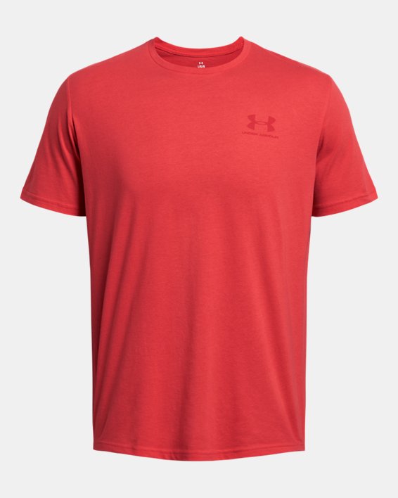 Men's UA Sportstyle Left Chest Short Sleeve Shirt in Red image number 2